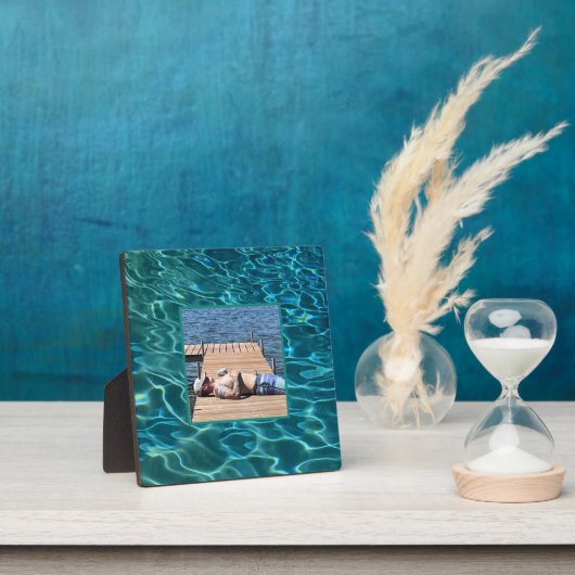 アクアブルー水模様、波打つ海波 フォトプラーク (インサイチュ)