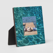 アクアブルー水模様、波打つ海波 フォトプラーク (正面)