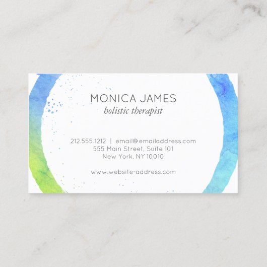 アクアブルー水色彩の鮮やか色円ロゴ 名刺 (裏面)