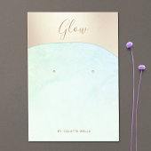 アクアブルー水色金ゴールドスクリプトイヤリングディスプレイ 名刺