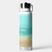 アクアブルー水/絵を描ビーチシーショナリー ウォーターボトル (背面)