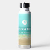 アクアブルー水/絵を描ビーチシーショナリー ウォーターボトル (左面)