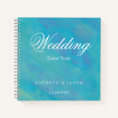 アクアブルー海抽象芸術結婚ズゲストブック ノートブック (正面)