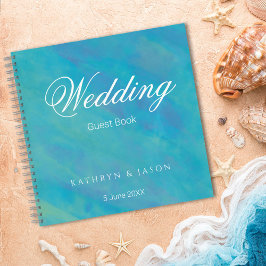 アクアブルー海抽象芸術結婚ズゲストブック ノートブック