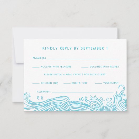 アクアブルー海波食オプションビーチ結婚式 出欠カード (正面)