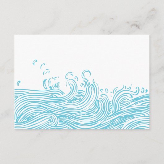 アクアブルー海波QRコードビーチ結婚式RSVP エンクロージャーカード (裏面)