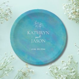 アクアブルー海結婚ズ ペーパープレート