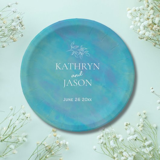 アクアブルー海結婚ズ ペーパープレート