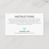 アクアブルー無料サンプル原料の指示 名刺 (裏面)