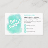 アクアブルー無料サンプル原料の指示 名刺 (正面)