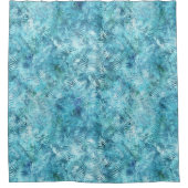 アクアブルー熱帯葉 シャワーカーテン (正面)