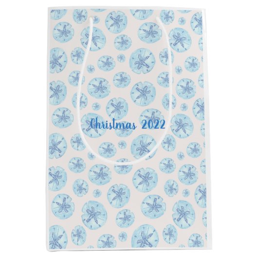 アクアブルー砂ドル抱き枕 ミディアムペーパーバッグ (正面)