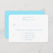 アクアブルー結婚ズエントリーメニューRSVPエンクロージャ 出欠カード (正面/裏面)