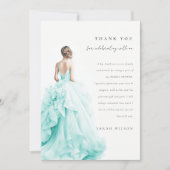 アクアブルー結婚ズガウンブライダルシャワーありがとう 招待状 (正面)