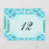 アクアブルー結婚ハイビスカスのテーブル番号カード ポストカード (正面/裏面)
