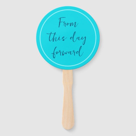 アクアブルー結婚ハート型ファン ハンドファン (裏面)