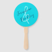 アクアブルー結婚ハート型ファン ハンドファン (正面)