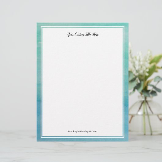 アクアブルー結婚水彩文房具紙 (スタンド正面)