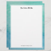 アクアブルー結婚水彩文房具紙 (正面/裏面)