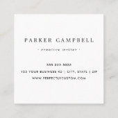 アクアブルー縁どカスタムのロゴのミニマエレガントリスト スクエア名刺 (裏面)