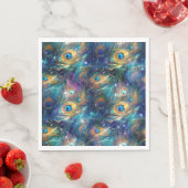 アクアブルー色彩の鮮やかピーコック羽根 スタンダードランチョンナプキン (インサイチュ)