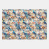 アクアブルー色彩の鮮やかピーコック羽根 ラッピングペーパーシート (正面2)