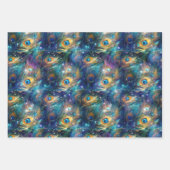 アクアブルー色彩の鮮やかピーコック羽根 ラッピングペーパーシート (正面)