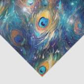 アクアブルー色彩の鮮やかピーコック羽根 薄葉紙 (詳細)