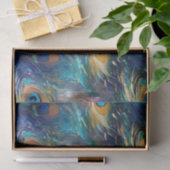 アクアブルー色彩の鮮やかピーコック羽根 薄葉紙 (ギフト)