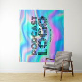 アクアブルー虹色レインボーモダンポッドキャストロゴ タペストリー (インサイチュ)