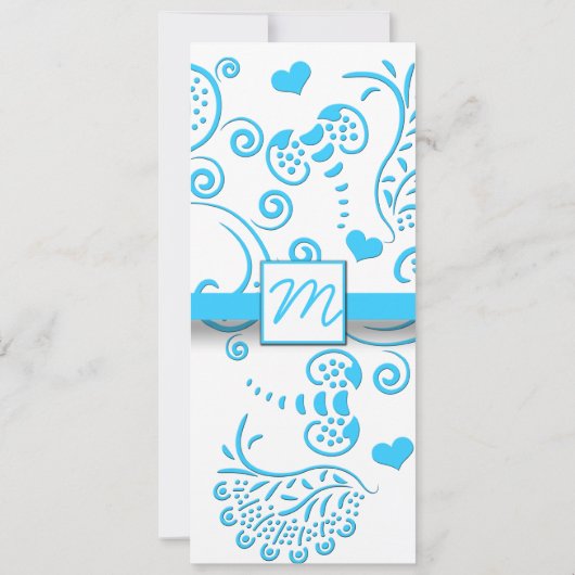 アクアブルー蝶結婚式招待状 招待状 (裏面)