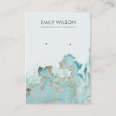 アクアブルー金ゴールドアゲート大理石イヤリングディスプレイカード 名刺 (正面)