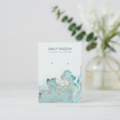 アクアブルー金ゴールドアゲート大理石イヤリングディスプレイカード 名刺 (スタンド正面)