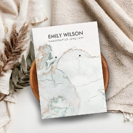 アクアブルー金ゴールドアゲート大理石イヤリングディスプレイカード 名刺