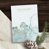 アクアブルー金ゴールドアゲート大理石イヤリングディスプレイカード 名刺