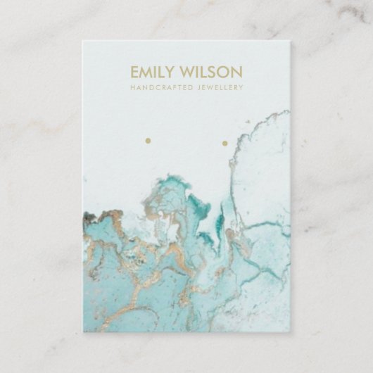 アクアブルー金ゴールドアゲート大理石イヤリングディスプレイカード 名刺