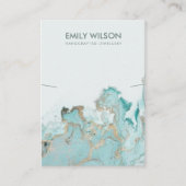 アクアブルー金ゴールドアゲート大理石ネックレス表示カード 名刺 (正面)