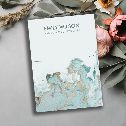 アクアブルー金ゴールドアゲート大理石ネックレス表示カード 名刺