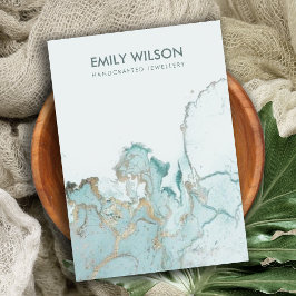 アクアブルー金ゴールドアゲート大理石ホル空白のダー 名刺