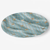 アクアブルー金ゴールドグリッターマーメイド ペーパープレート (アングル)