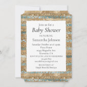 アクアブルー金ゴールドグリッターレオパープリントストライプズ 招待状 (正面)