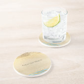 アクアブルー金ゴールドグリッター紙吹雪アニマルプリント       コースター (側面)