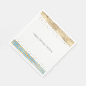 アクアブルー金ゴールドグリッター紙吹雪アニマルプリント スタンダードランチョンナプキン (角)