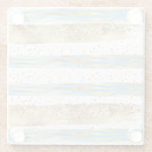 アクアブルー金ゴールドグリッター紙吹雪ゼブラ動物 ガラスコースター (裏面)