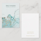 アクアブルー金ゴールドゲート大理石ネックレス表示カード 名刺 (正面/裏面)