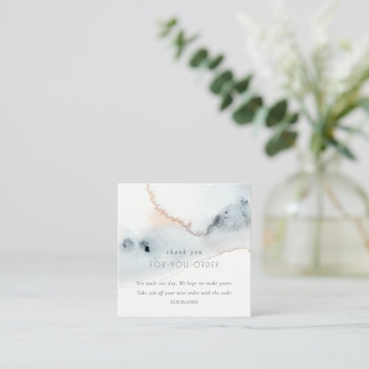 アクアブルー金ゴールドビーチご注文ありがとうございます スクエア名刺 (スタンド正面)