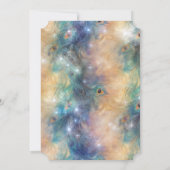 アクアブルー金ゴールドピーコックフェザー50誕生日 招待状 (裏面)