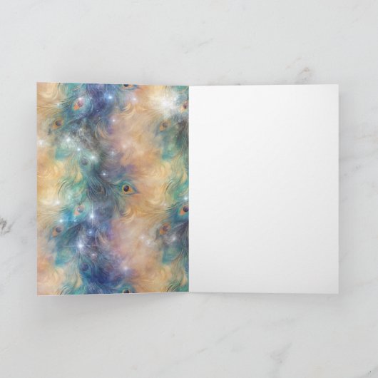 アクアブルー金ゴールドピーコックフォーエバー詩 カード (内部)