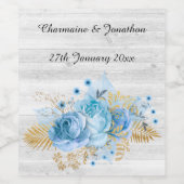 アクアブルー金ゴールドフローラ素朴ワインラベル ワインラベル (シングルラベル)