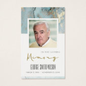 アクアブルー金ゴールド悔やみや弔慰記念祈りの言葉フォトカード (正面)